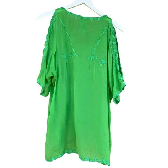 Johnny Was Kelly Cold Shoulder Blouse in Green - Picture 7 of 10
